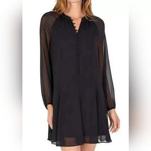 NWT Joie Balloon Sleeve Dress Black XXL Goth Witchy Victorian Oversized Sheer